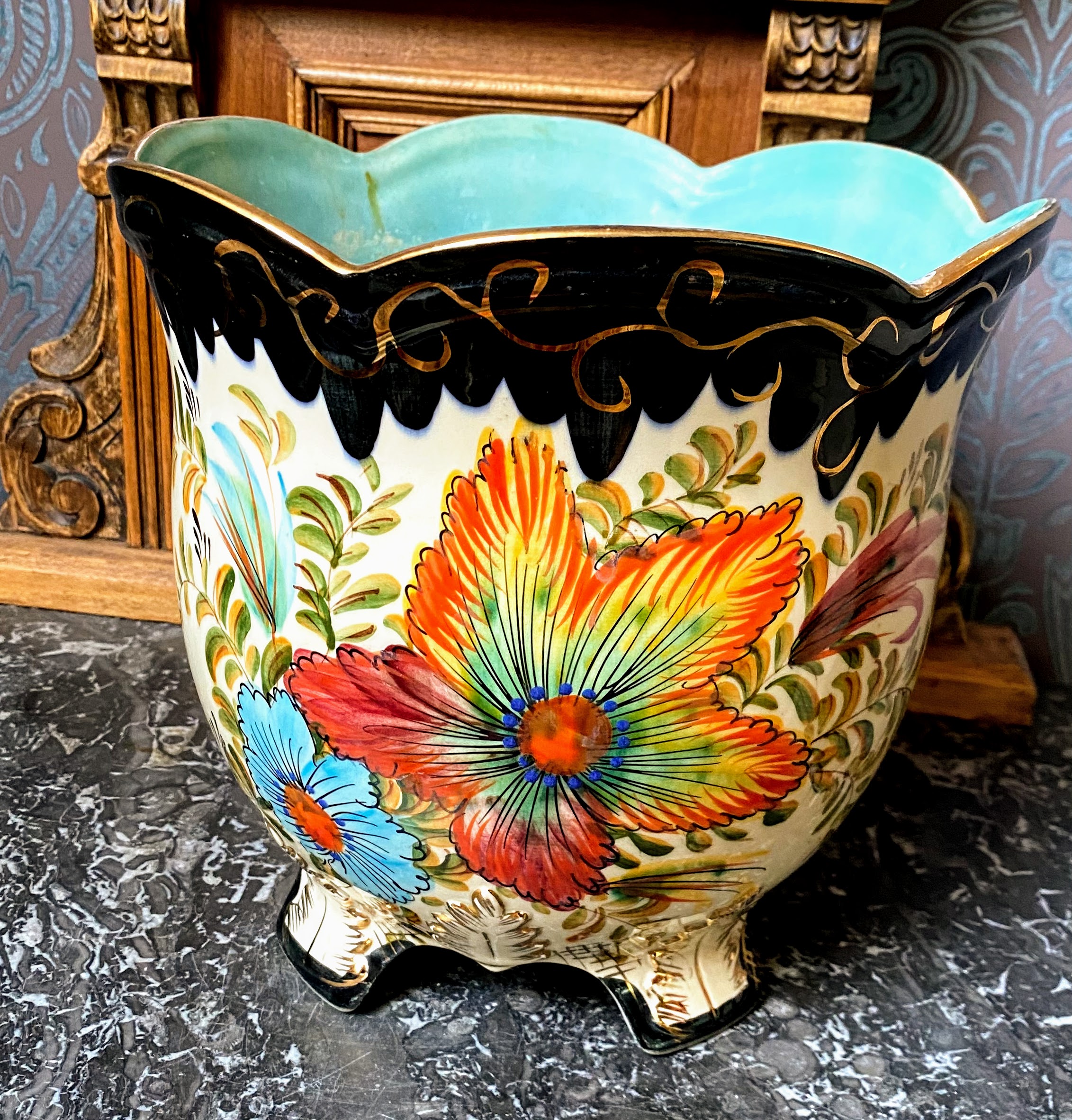 Tweede leerjaar getrouwd dronken Prachtige H. Bequet Cache pot in keramiek met florale motieven | Antiek en  Curiosa